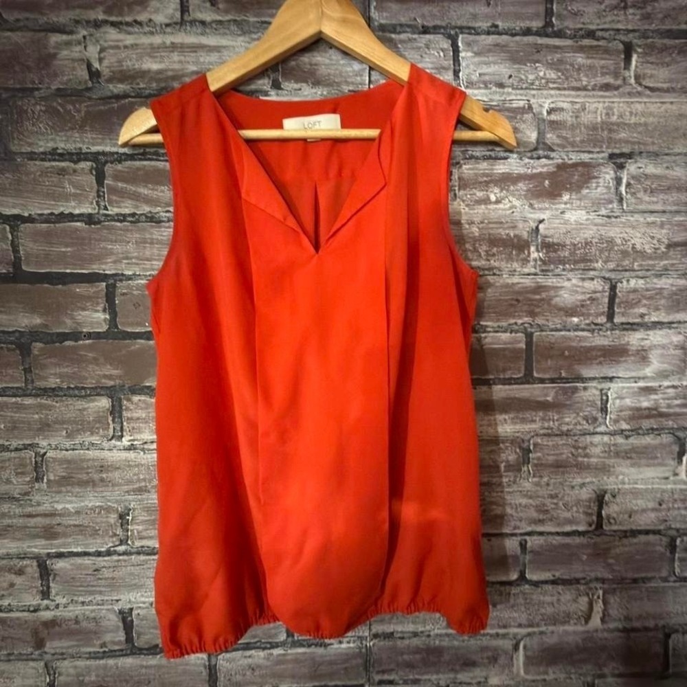 LOFT - Sleeveless Blouse Top - Women - S - Red Orange Work Casual